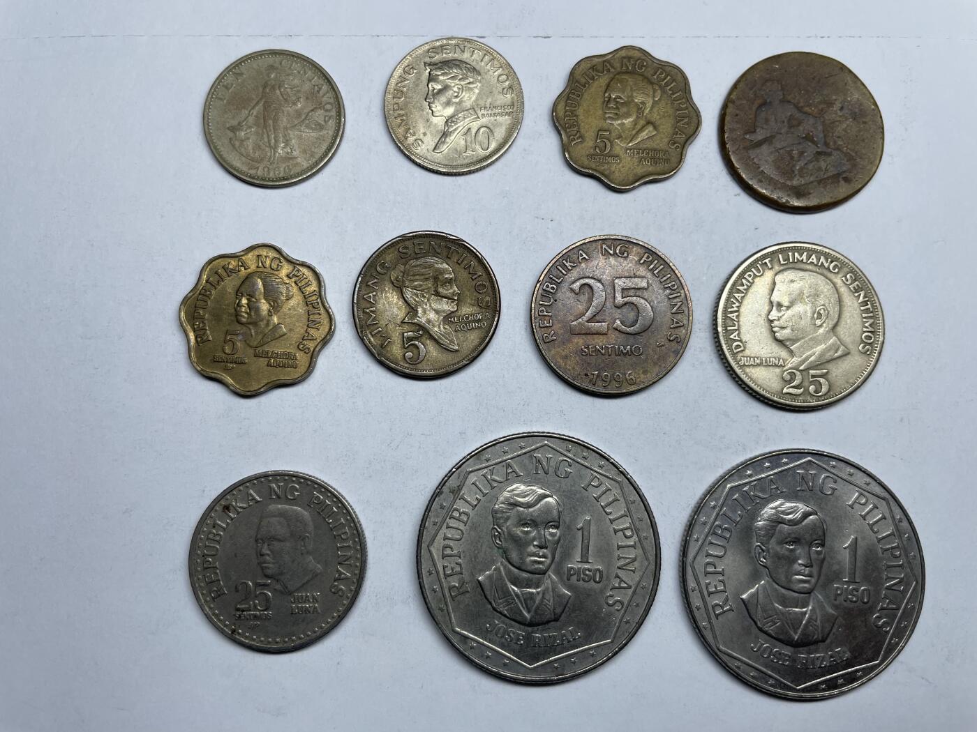 每日一拍，2025年集古藏今外币拍卖第一期-第9场—（总第199拍），可以寄存60天，满160元包邮，年底快递停运，节后安排发货。 菲律宾各面值11枚