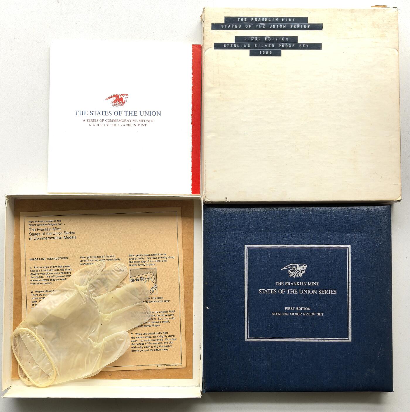 迎新专场，年货大集！凡希社世界钱币微拍第二百九十六期 1969美国富兰克林造币厂出品，美国50州纪念银章初铸版，原厂包装，每枚规格：14.3g，925银。