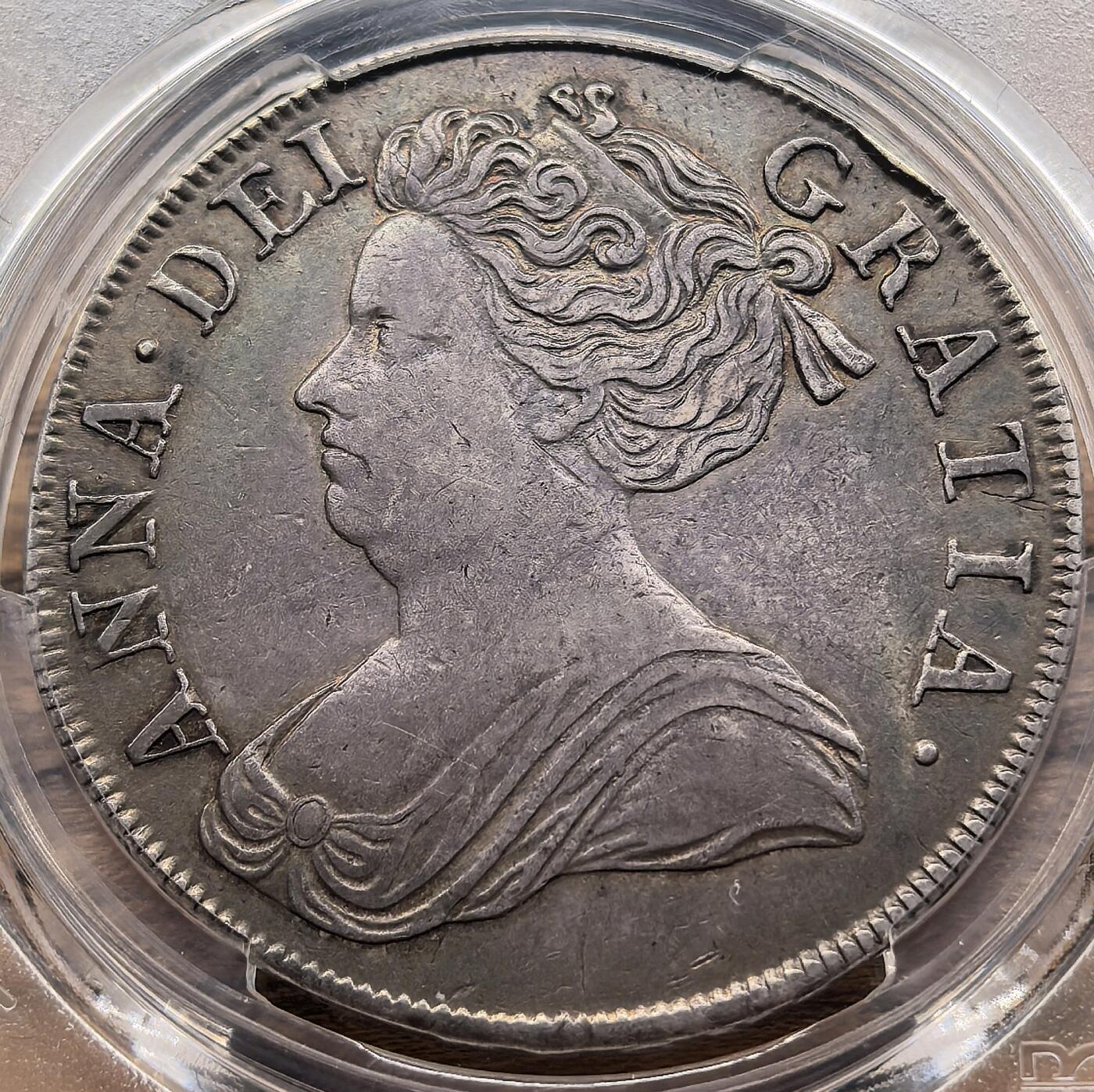 迎新专场，年货大集！凡希社世界钱币微拍第二百九十六期 1713英国安妮女王克朗大银PCGS-AU50，包浆厚重优美，气韵古朴。