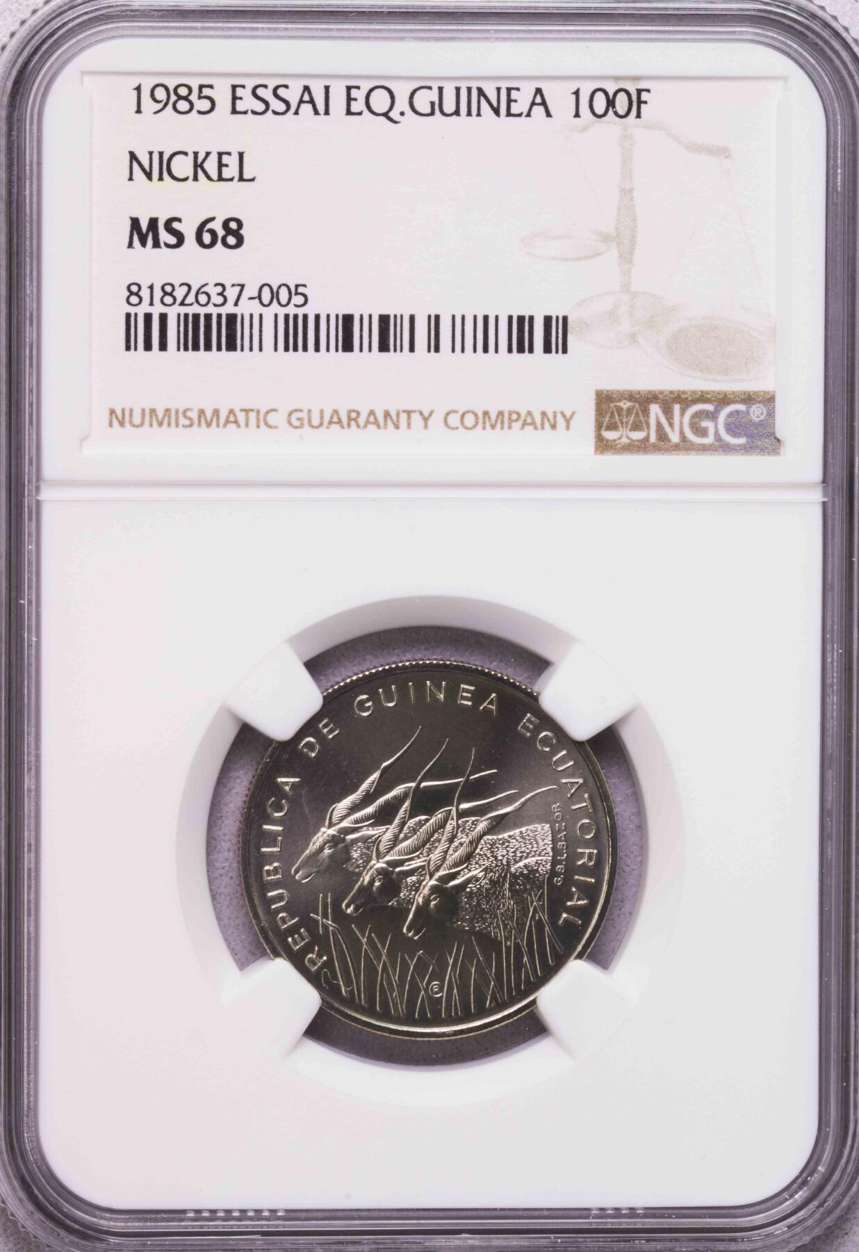 NGC-MS66/67/68 1985赤道几内亚三羚羊样币三枚