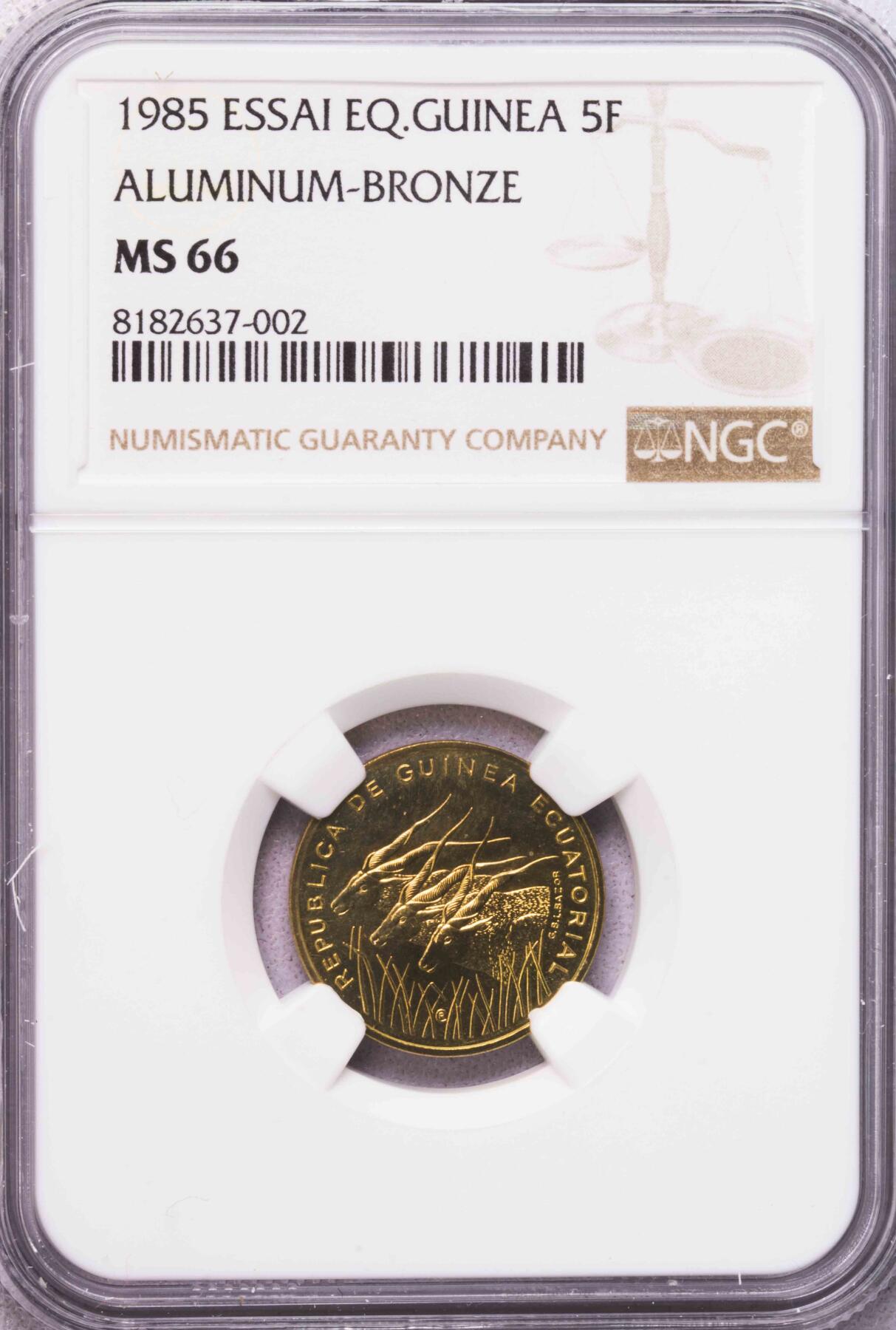 NGC-MS66/67/68 1985赤道几内亚三羚羊样币三枚