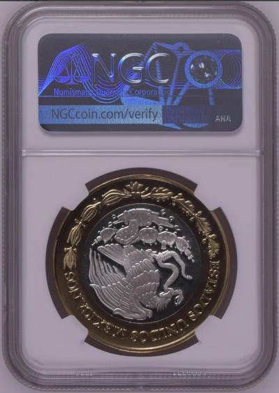 S&S Numismatic世界钱币-拍卖 第126期  墨西哥2011年 墨西哥钱币遗产系列I-墨西哥革命时期硬币 100比索双色中圈镶嵌925银纪念币 NGC PL69