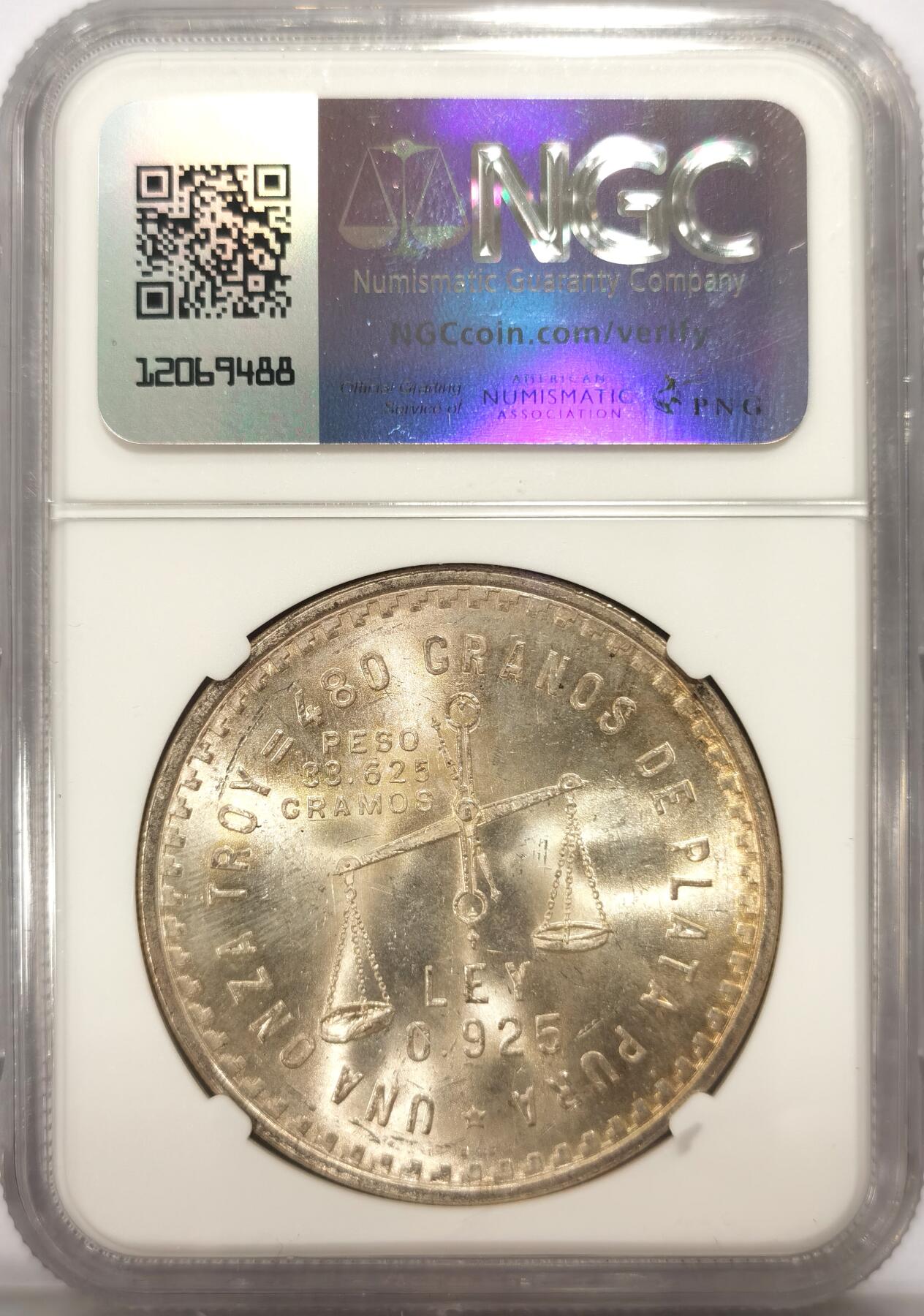 博洋堂世界钱币拍卖第109期（全场包邮） NGC MS63 墨西哥1949年天平1盎司银币