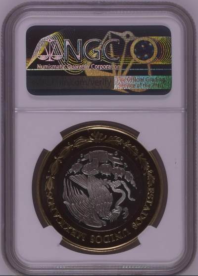 S&S Numismatic世界钱币-拍卖 第126期  墨西哥2011年 墨西哥钱币遗产系列I-墨西哥独立硬币 100比索双色中圈镶嵌925银纪念币 NGC PL69