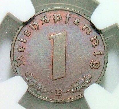 稀年 NGC MS63 德国第三帝国1936年E版1芬尼 难得原光