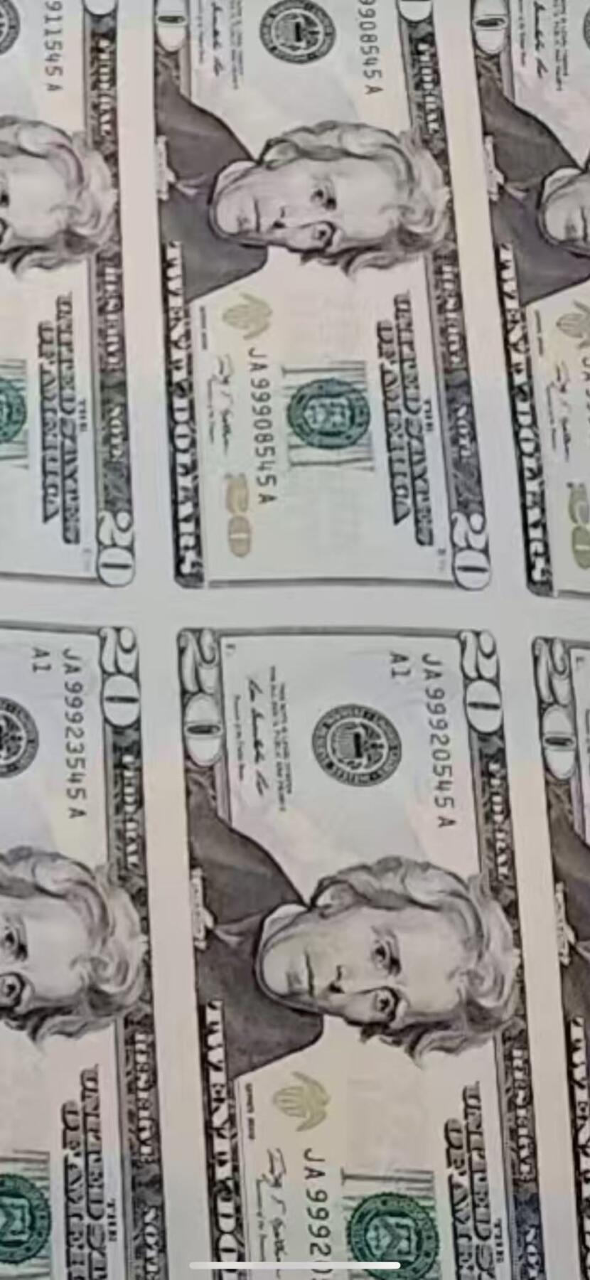 美元💲20 16连体钞