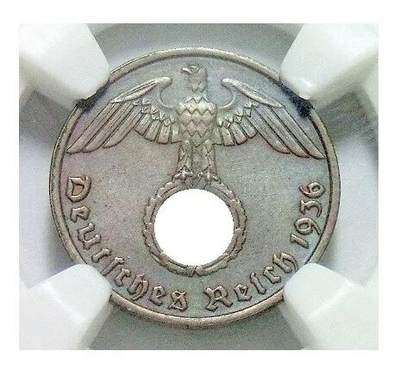 稀年 NGC MS63 德国第三帝国1936年E版1芬尼 难得原光 - 稀年 NGC MS63 德国第三帝国1936年E版1芬尼 难得原光