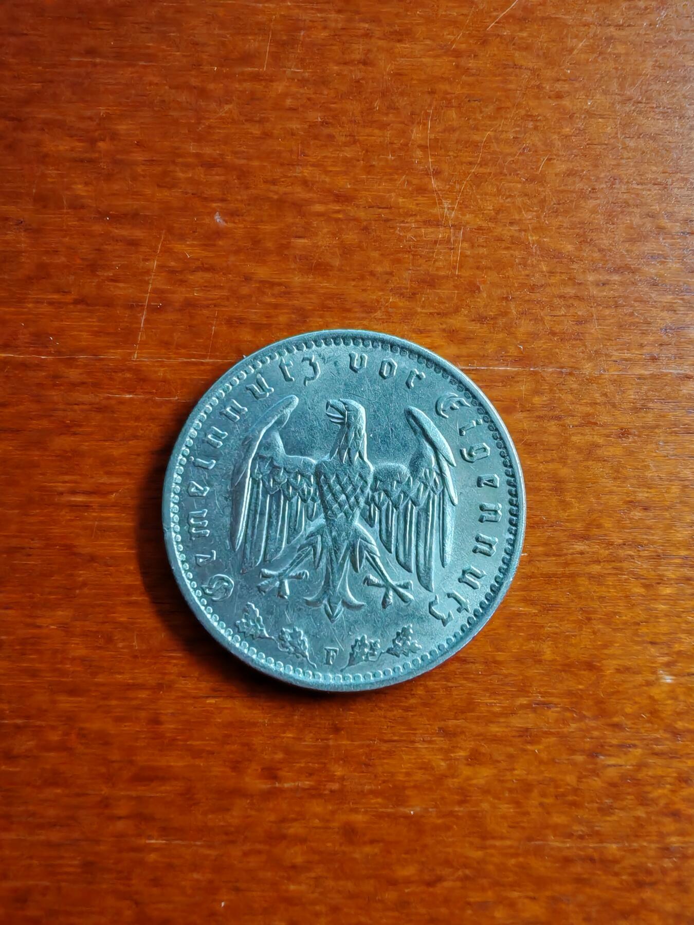 长老汇龙年精选第五十场拍卖 1934F德国第三帝国1马克镍币，克书价高