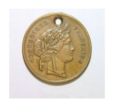 法国1884年 谷物女神高浮雕精制铜章 33MM - 法国1884年 谷物女神高浮雕精制铜章 33MM