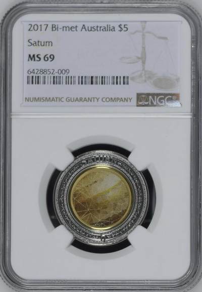 S&S Numismatic世界钱币-拍卖 第114期  - 澳大利亚2017年 九大行星-土星 5澳元双色纪念币 NGC MS69