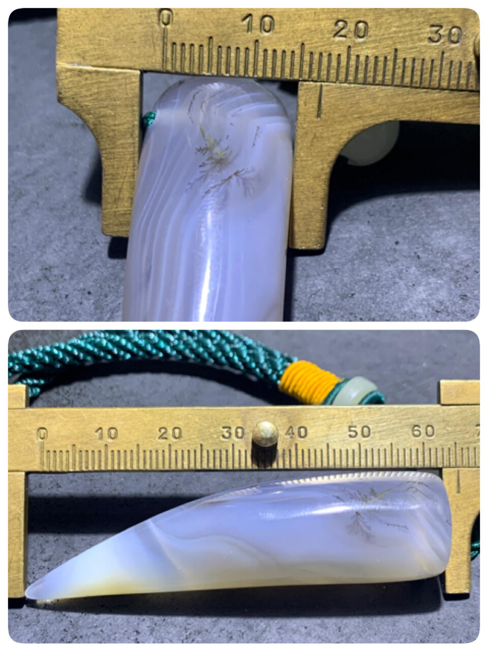 天然精美高玉化草花纹海洋玉髓牙形把件一个！