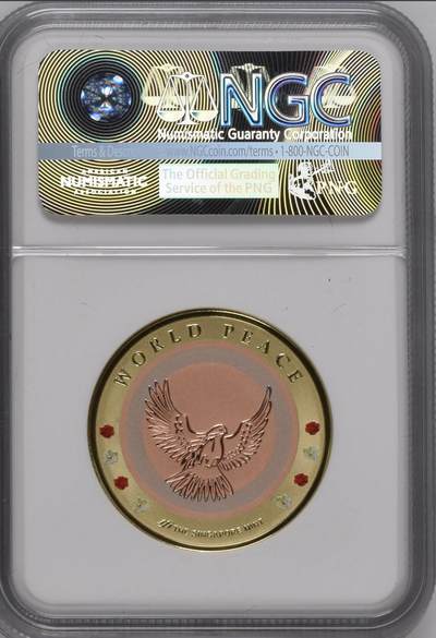 S&S Numismatic世界钱币-拍卖 第126期  新加坡造币厂2018年 美国和朝鲜新加坡会谈 三色镶嵌纪念章 精制加厚版 NGC PF69UC