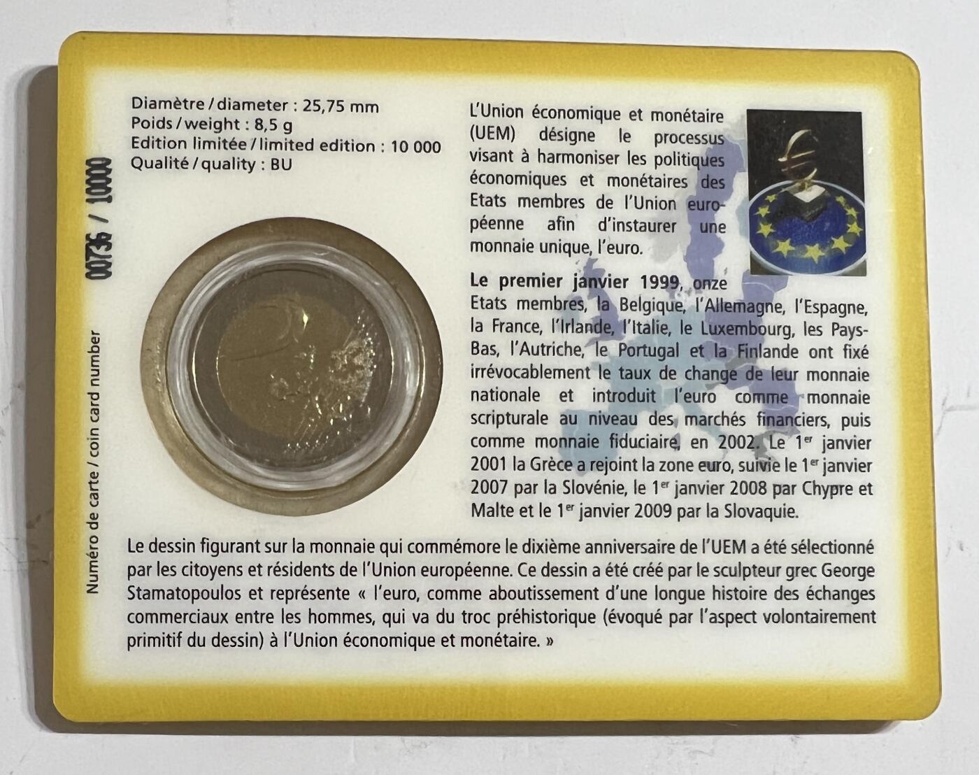 S&S Numismatic世界钱币-拍卖 第113期  卢森堡2009年 欧元区10周年 2欧元双色纪念币官方卡币 联合发行里面唯一有幻影设计