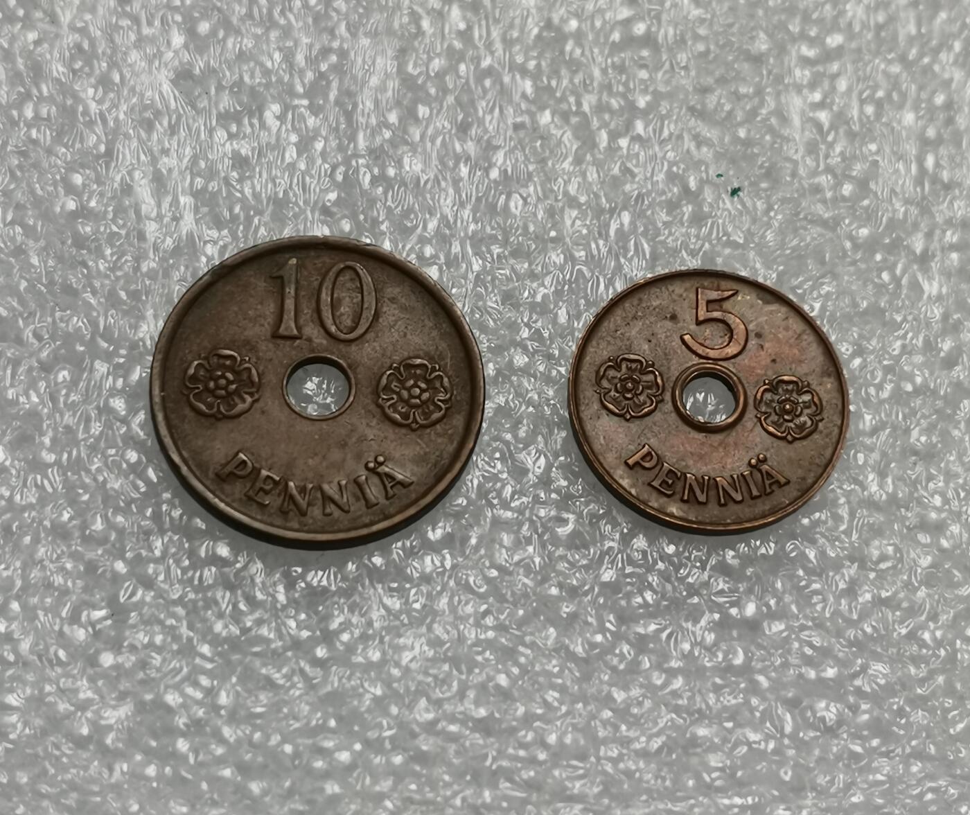 瓶子🏺第176期拍卖会［自动拍春节后发货］  芬兰1941年二战时期5和10盆尼