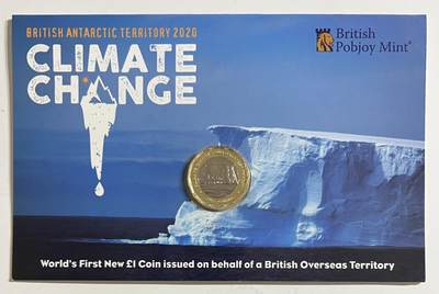 S&S Numismatic世界钱币-拍卖 第114期  - 英属南极领地2020年 气候变化 1英镑双色纪念币官方卡币, 克劳斯获奖币提名