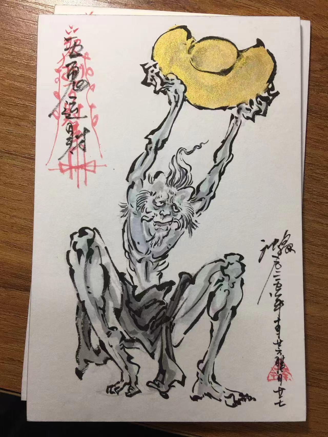 白泽拍卖卡牌手绘专场第12期（过年七天乐专场） 2025 沈鑫手绘画 五鬼运财之三 尺寸：A5左右（A4一半）
