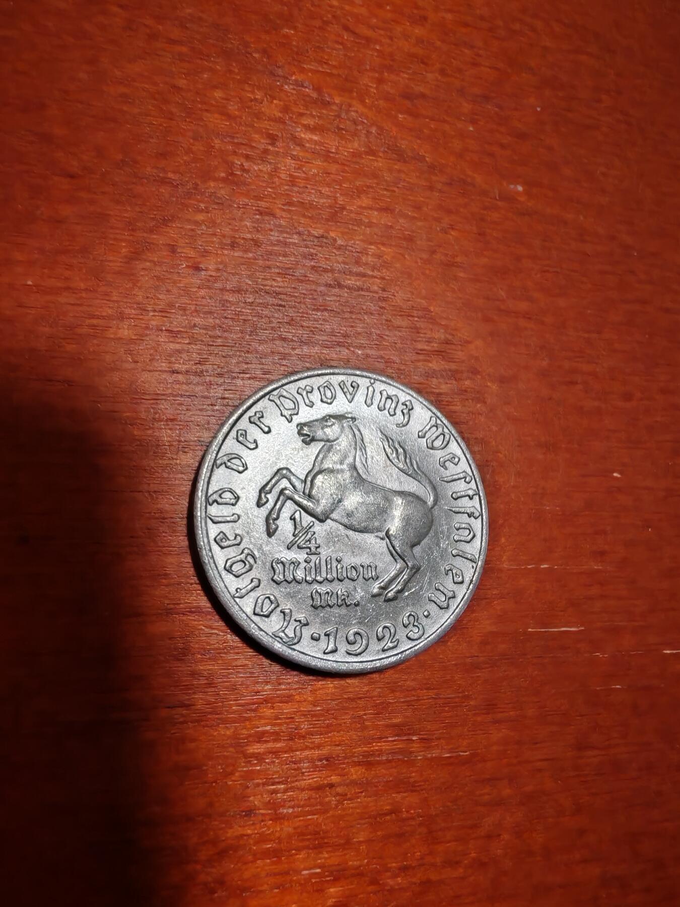 长老汇蛇年精选第一场拍卖 1923德紧威斯特法兰斯坦伯爵马币25万马克铝币