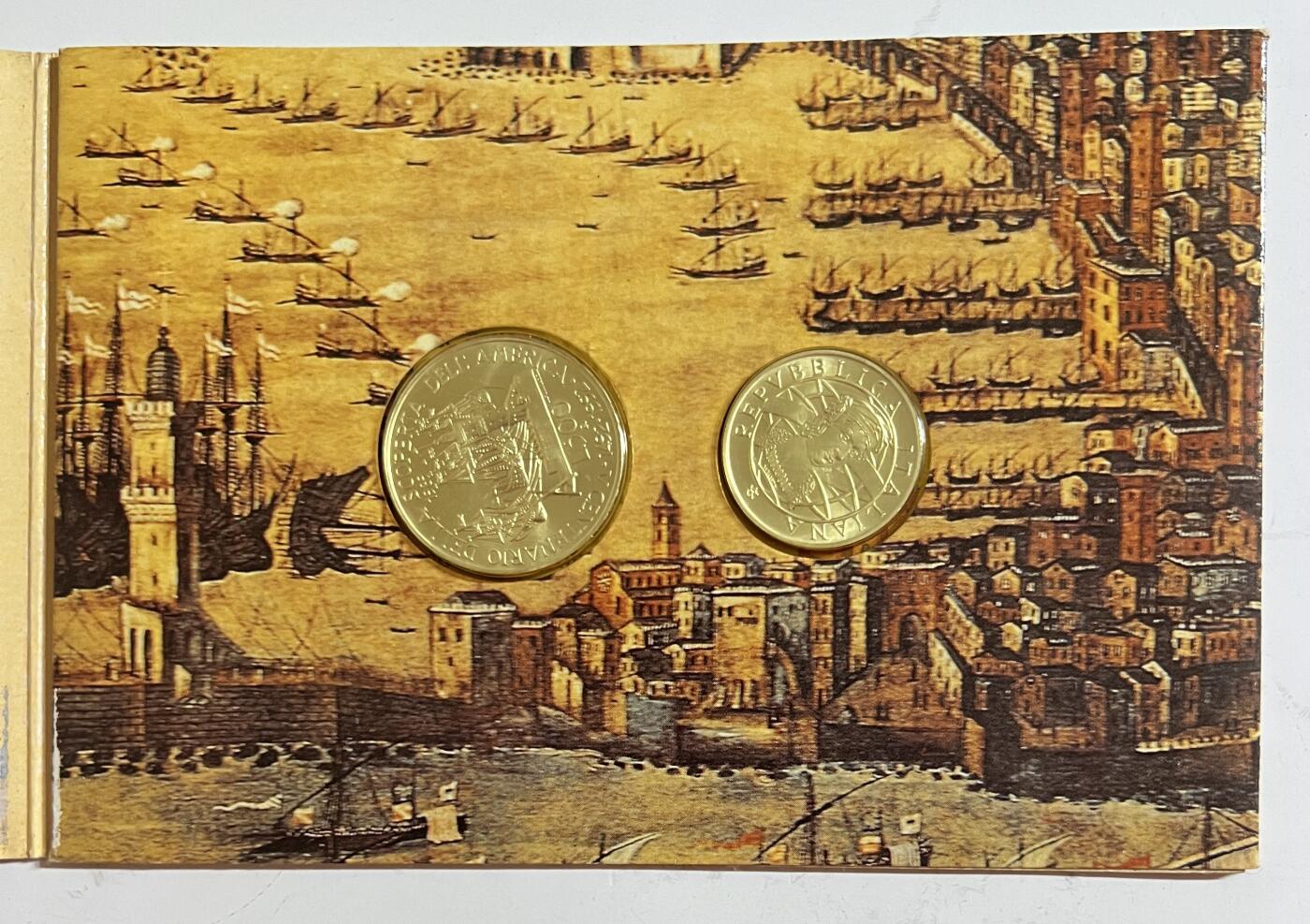S&S Numismatic世界钱币-拍卖 第113期  意大利1989年 发现美国500周年 200+500里拉纪念银币官方卡币 总和16克835银