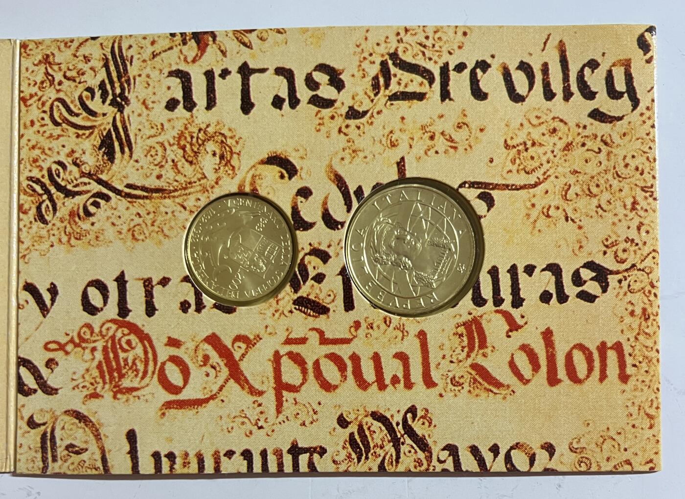 S&S Numismatic世界钱币-拍卖 第113期  意大利1989年 发现美国500周年 200+500里拉纪念银币官方卡币 总和16克835银