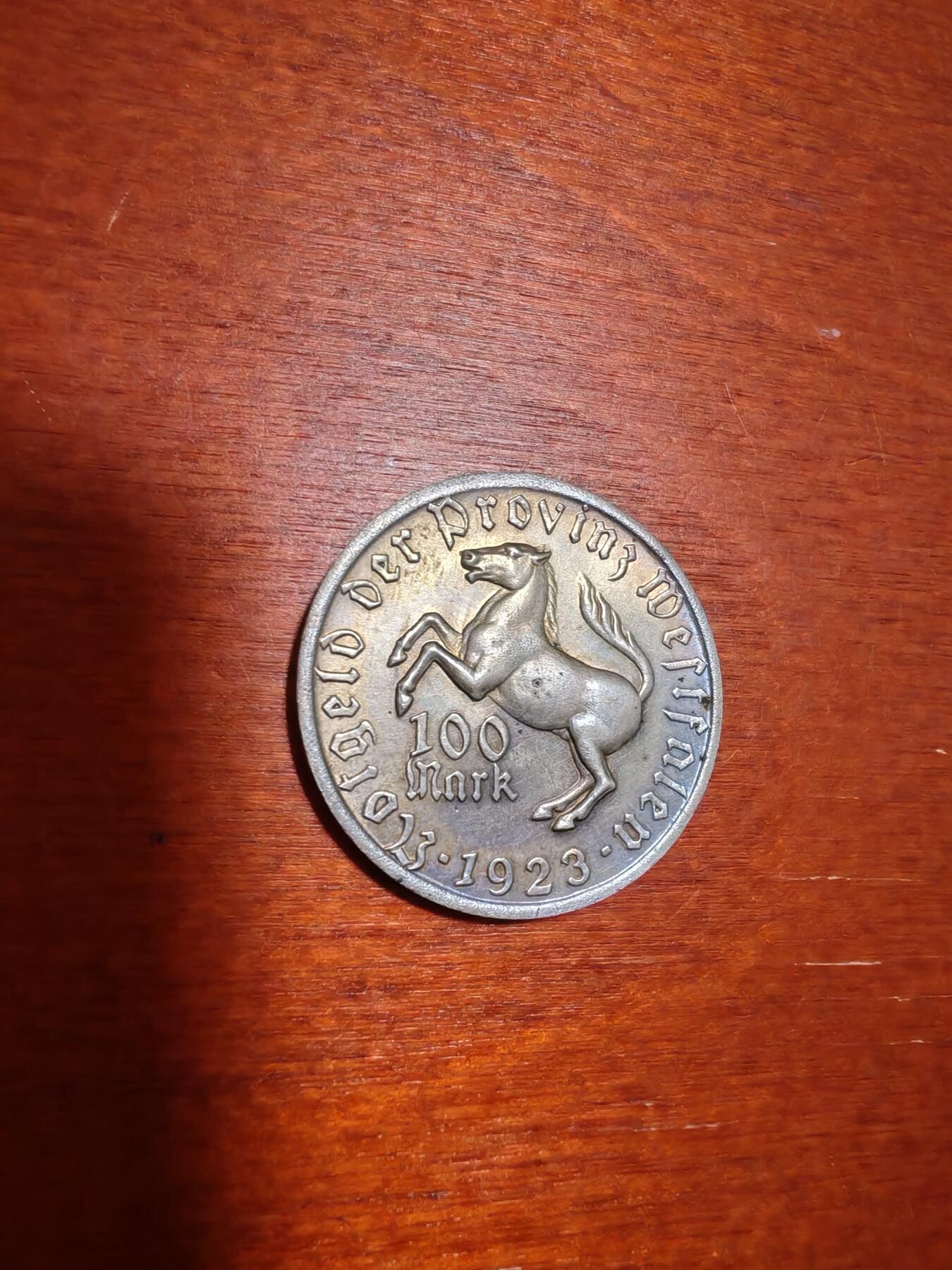 长老汇蛇年精选第一场拍卖 1923德紧威斯特法兰女诗人马币100马克镀金铜币（3）