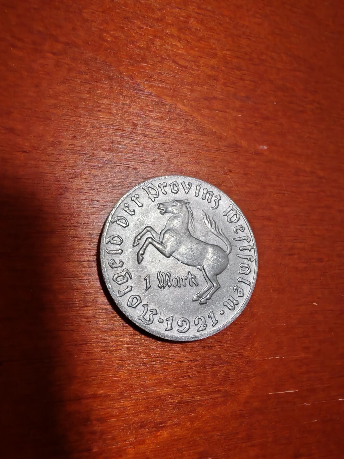 长老汇蛇年精选第一场拍卖 1921德紧威斯特法兰斯坦伯爵马币1马克铝币（2）