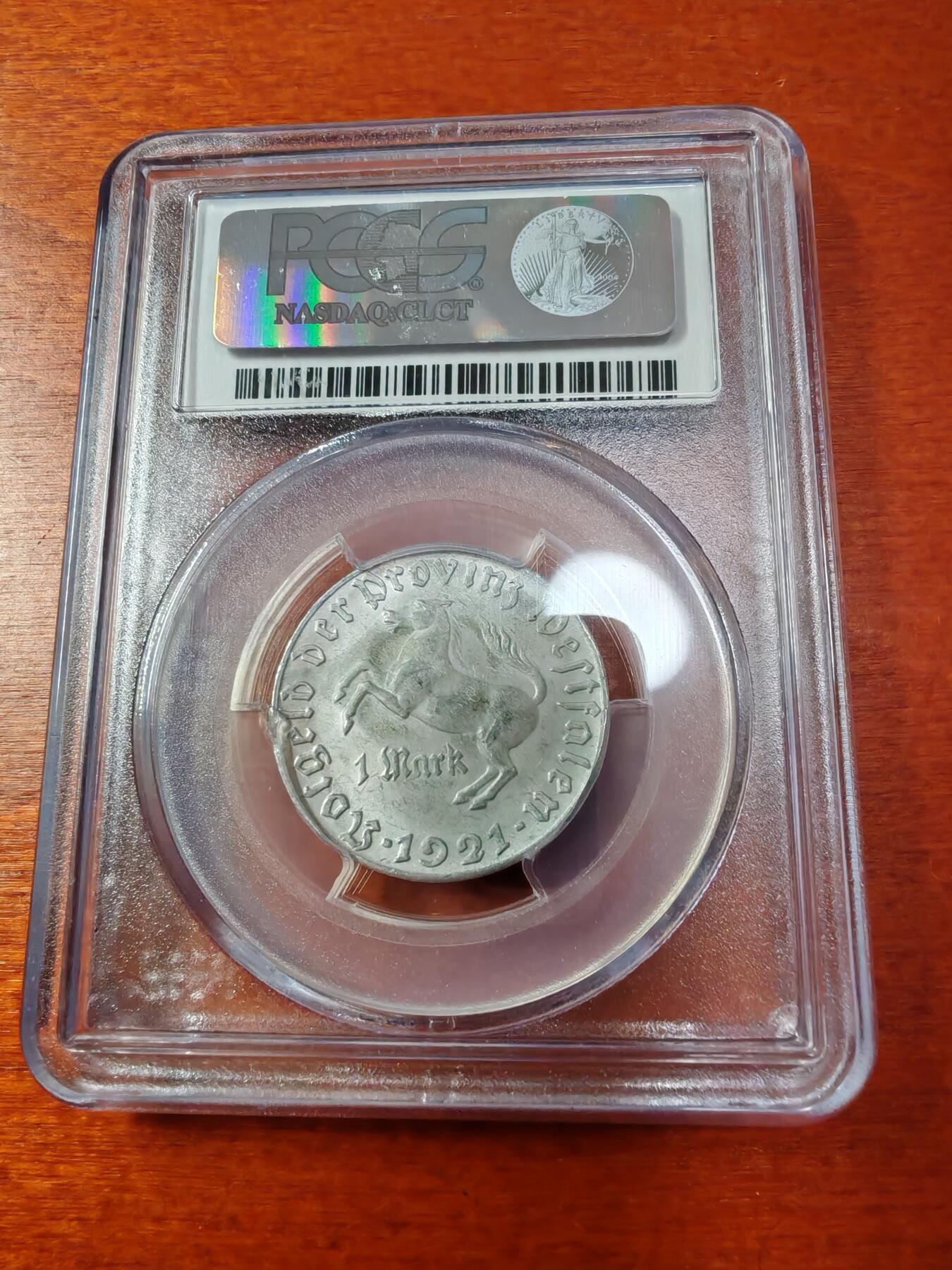 长老汇蛇年精选第一场拍卖 1921德紧威斯特法兰斯坦伯爵马币1马克，PCGS MS63，季军分，更高12枚，eBay2020年62分成交价2800多元