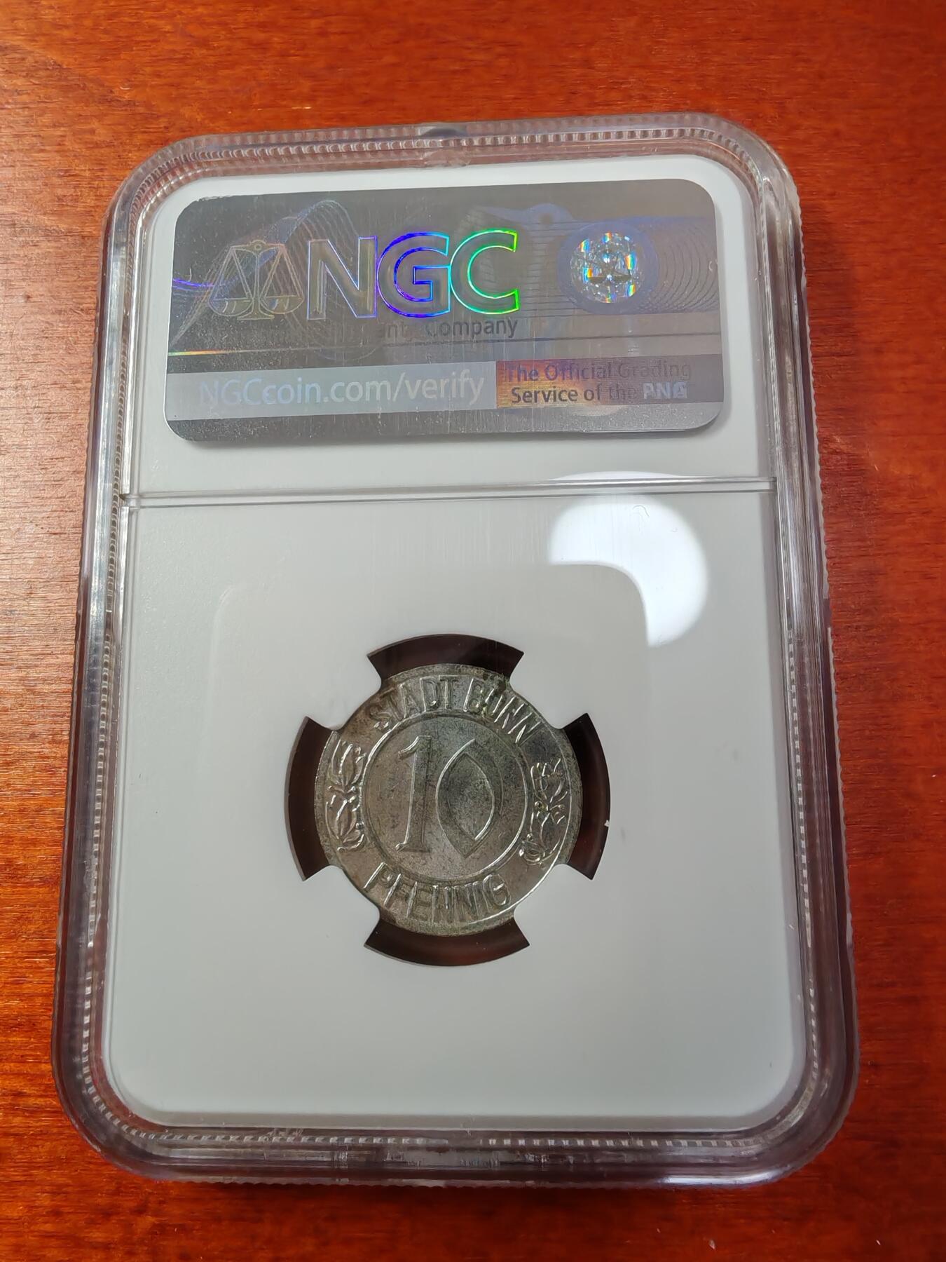 长老汇蛇年精选第一场拍卖 1920德紧波恩贝多芬10芬尼铁币，NGC MS65，季军分，更高7枚（1）
