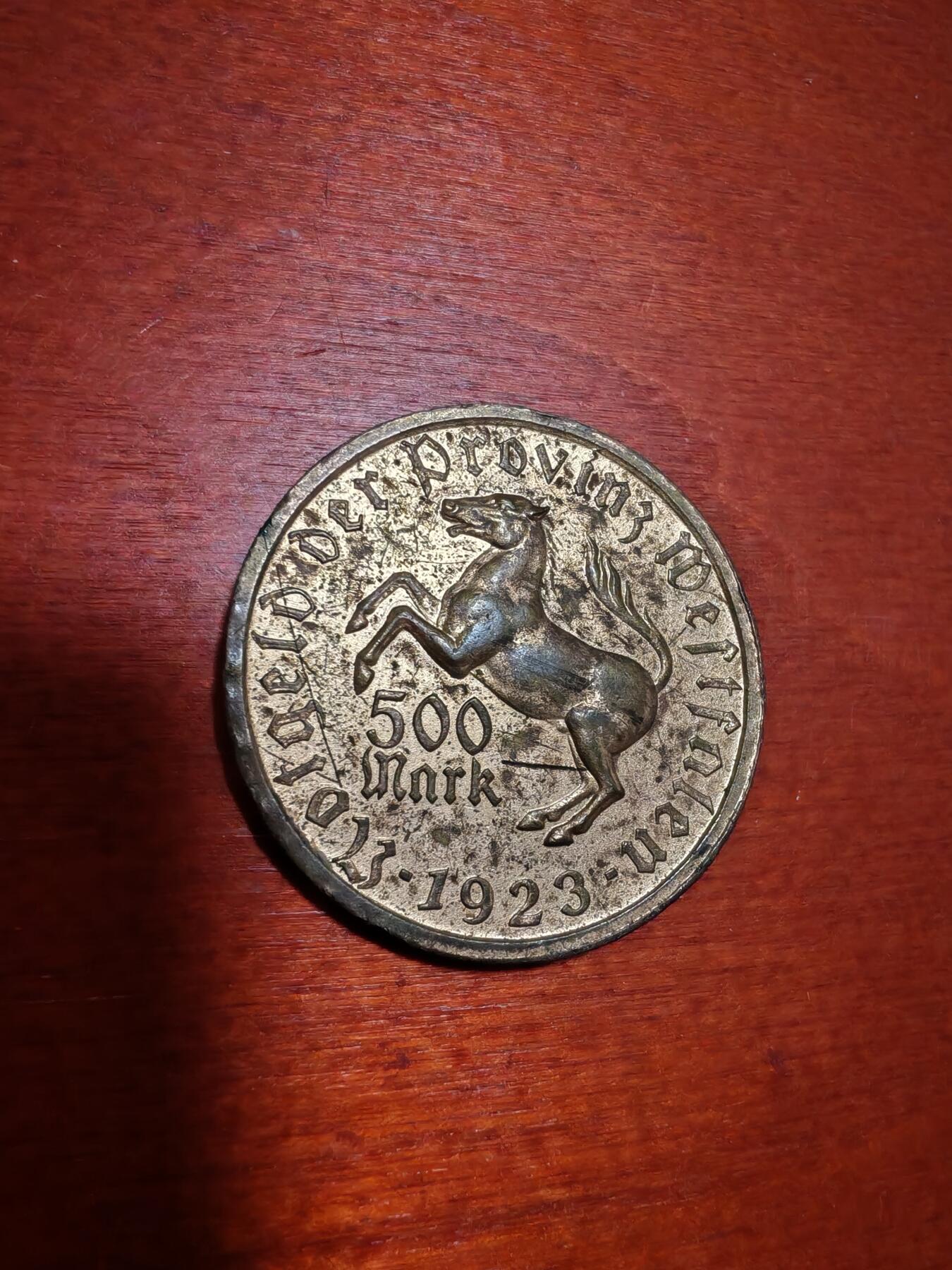 长老汇蛇年精选第一场拍卖 1923 德紧威斯特法兰女诗人马币500马克镀金铜币