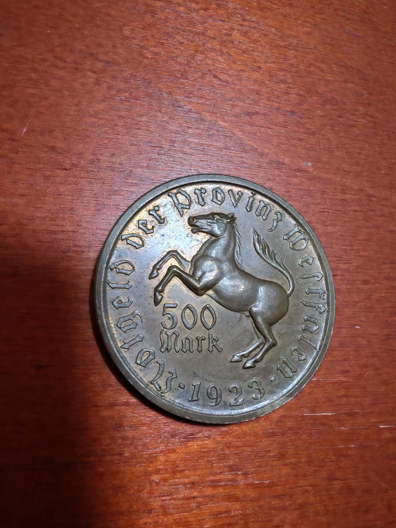 长老汇蛇年精选第一场拍卖 1923 德紧威斯特法兰女诗人马币500马克镀金铜币（2）