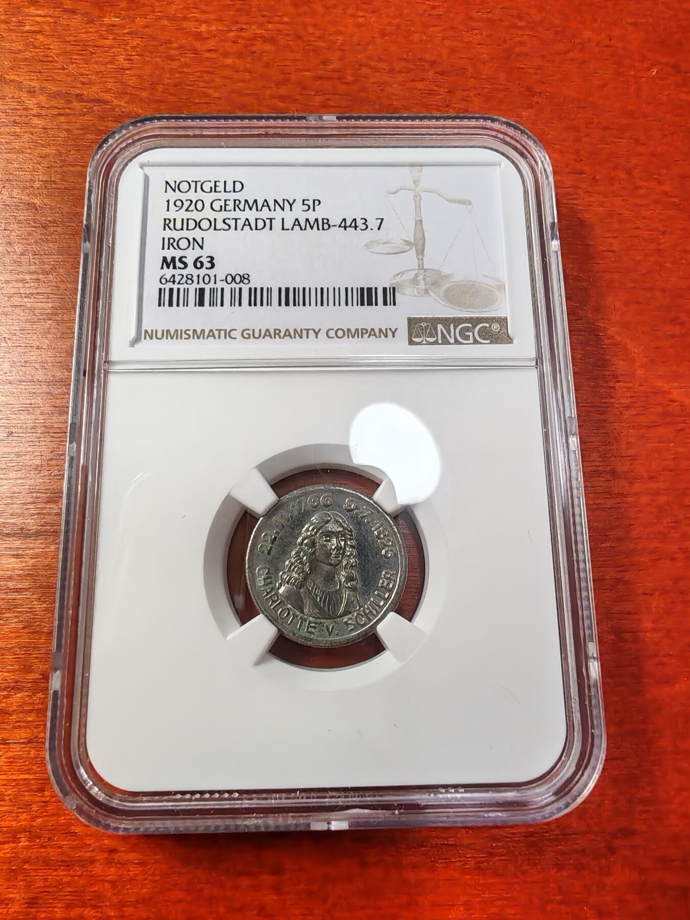 长老汇蛇年精选第一场拍卖 1920 德紧鲁道夫施塔特5芬尼铁币，NGC MS63，亚军分，更高2枚
