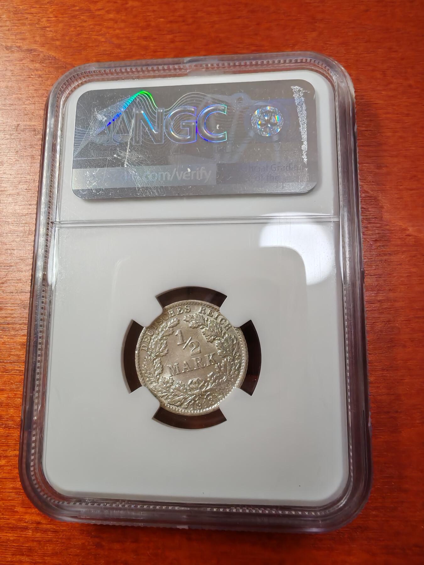 长老汇蛇年精选第一场拍卖 1918德国1/2马克银币，NGC MS63