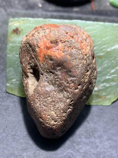 精美柿子红开窗料南红玛瑙原石一颗， - 精美柿子红开窗料南红玛瑙原石一颗，
