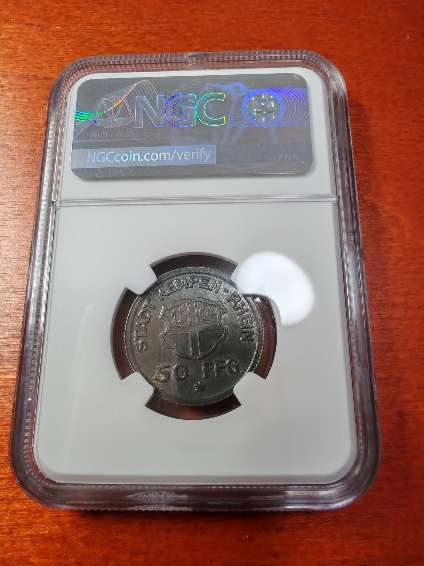 长老汇蛇年精选第一场拍卖  1921德紧 肯彭50芬尼铁币，NGC MS63，季军分，更高2枚