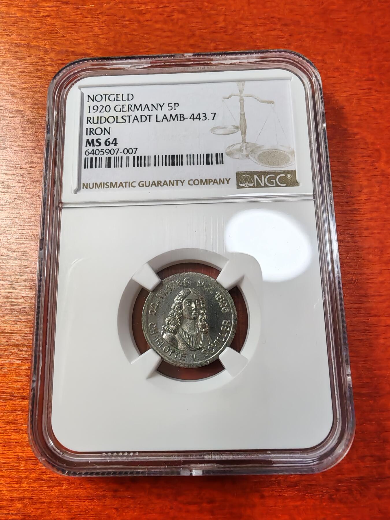 长老汇蛇年精选第一场拍卖 1920 德紧鲁道夫施塔特5芬尼铁币，NGC MS64，冠军分