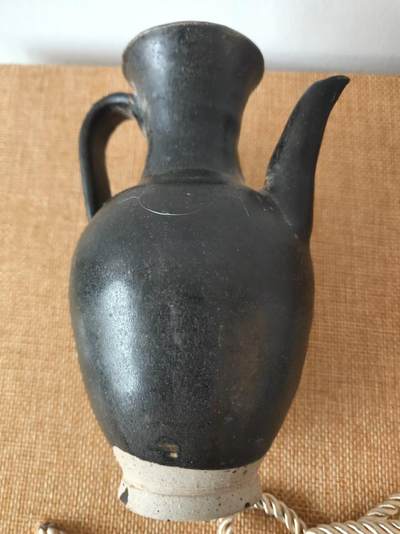 新年清货杂拍 纸币 瓷器  - 宋代风格涂山窑黑釉执壶(水注) 完美品相 约高14厘米，最大肚径8厘米 精品