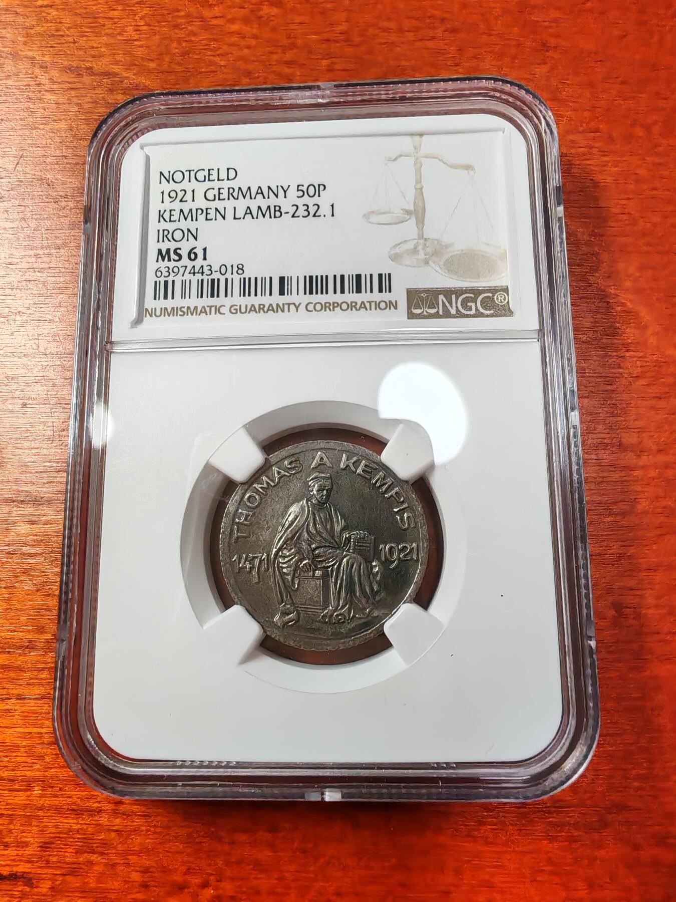 长老汇蛇年精选第一场拍卖 1921德紧 肯彭50芬尼铁币，NGC MS61，更高4枚