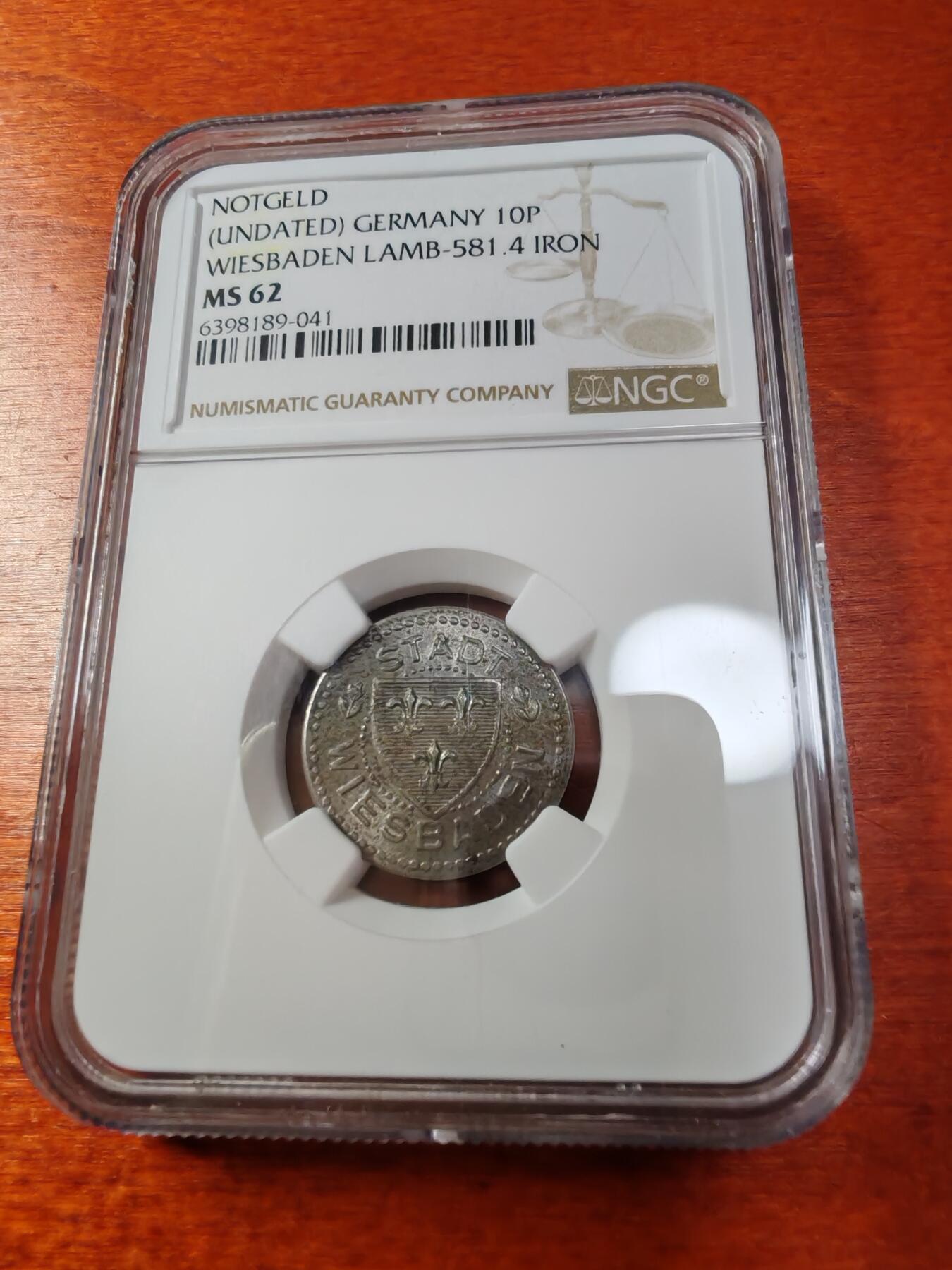 长老汇蛇年精选第一场拍卖 德紧威斯巴登10芬尼铁币，NGC MS62，唯一亚军，更高1枚