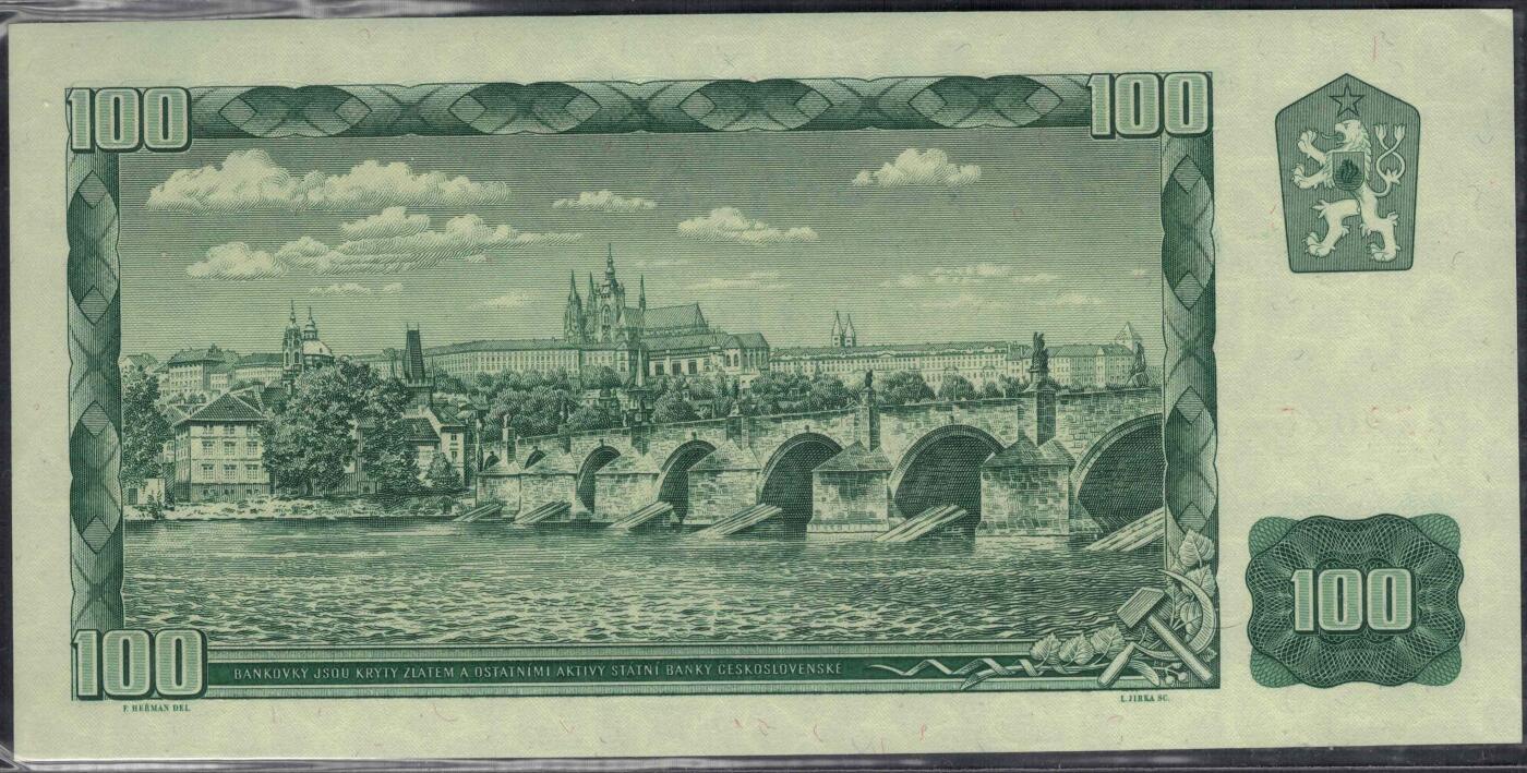 捷克斯洛伐克1961年100克郎 无4 欧洲 实物图 UNC