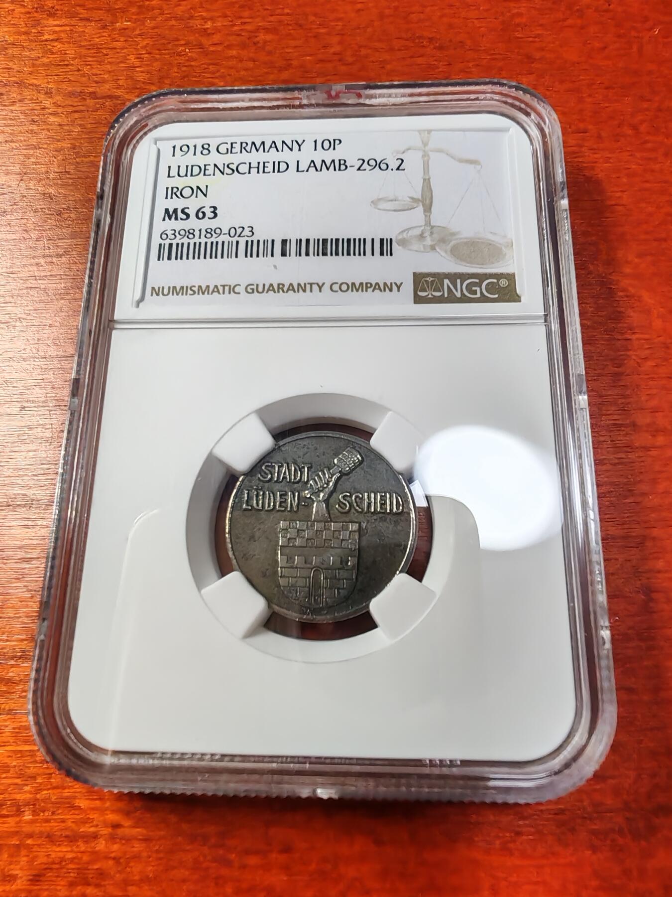 长老汇蛇年精选第一场拍卖 1918德紧吕登沙伊德10芬尼铁币，NGC MS63，唯一记录