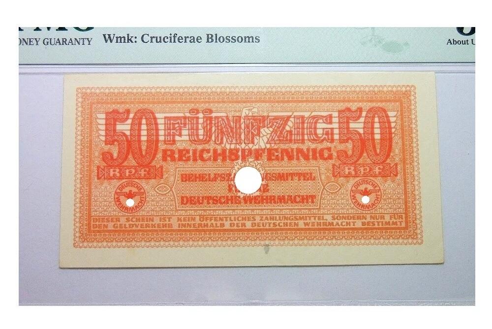 PMG AU53 德国第三帝国1942年50芬尼 原光