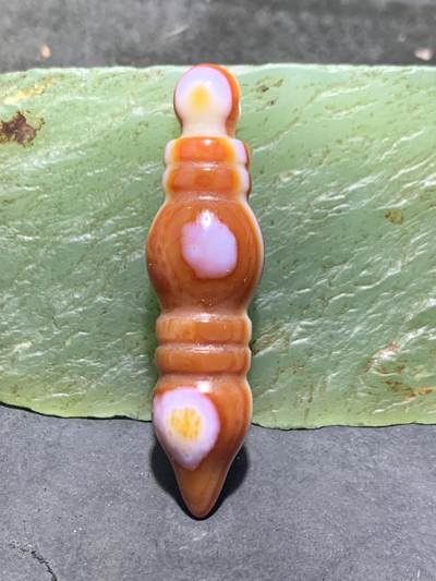 精美高玉化红白缠丝玛瑙金刚杵吊坠一个 - 精美高玉化红白缠丝玛瑙金刚杵吊坠一个