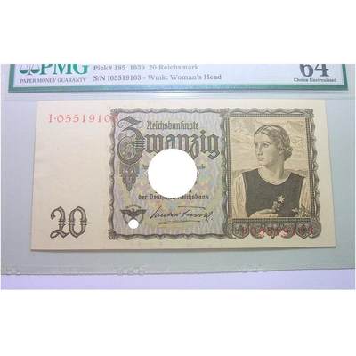 PMG MS64 德国第三帝国1939年女人头20马克 原光挺版 - PMG MS64 德国第三帝国1939年女人头20马克 原光挺版