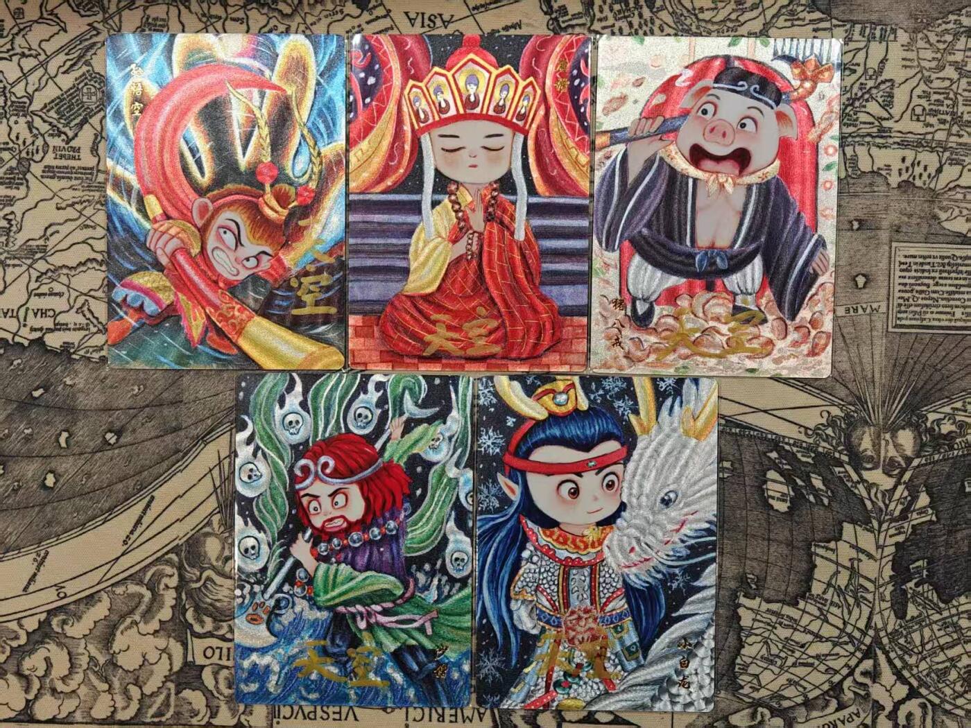 龍虎卡牌2025年第一场（大家春节快乐） 【亲签】粗闪一套（5张 ）天空-西游师徒五人