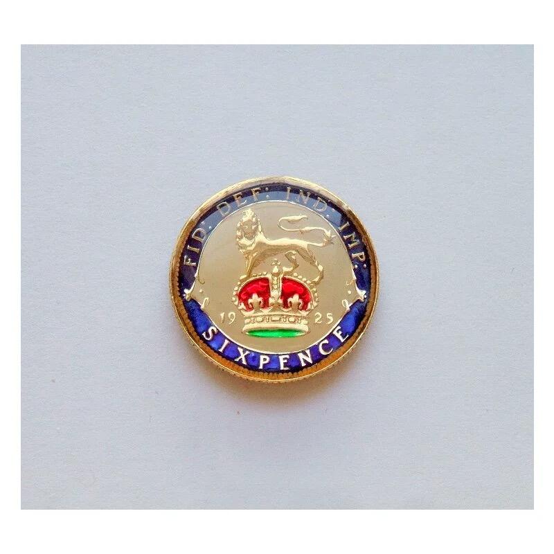 英国1925年 乔治五世珐琅彩镀金高浮雕精制银币章 20MM