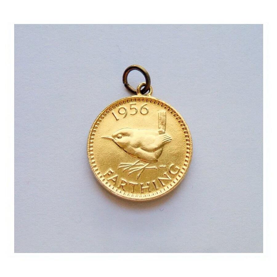 英国1956年 伊丽莎白珐琅彩镀金高浮雕精制币章吊坠 20MM
