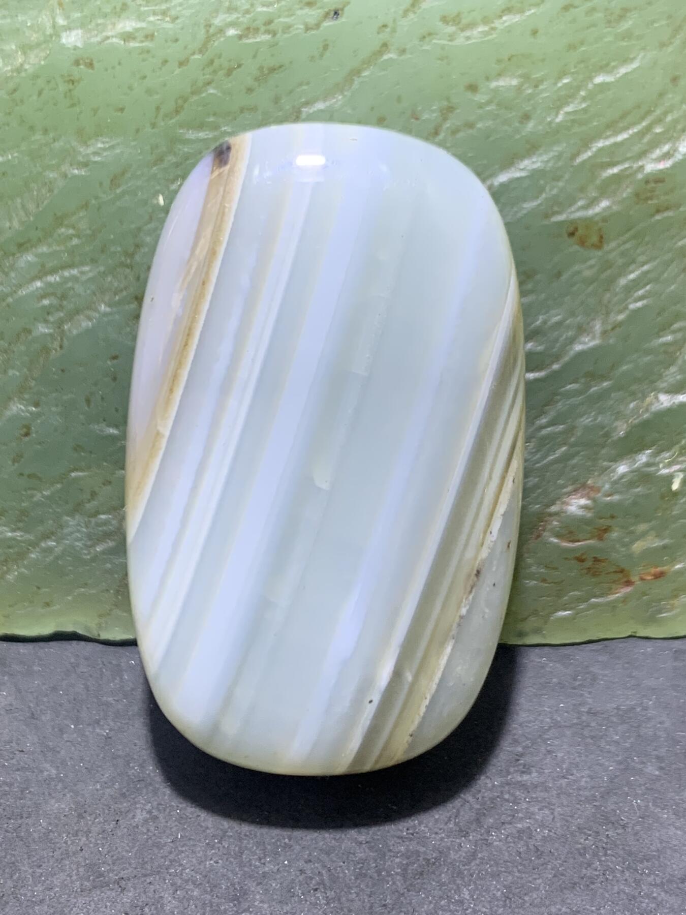 精美高玉化天眼千层纹缠丝玛瑙板珠(背云)一颗，
