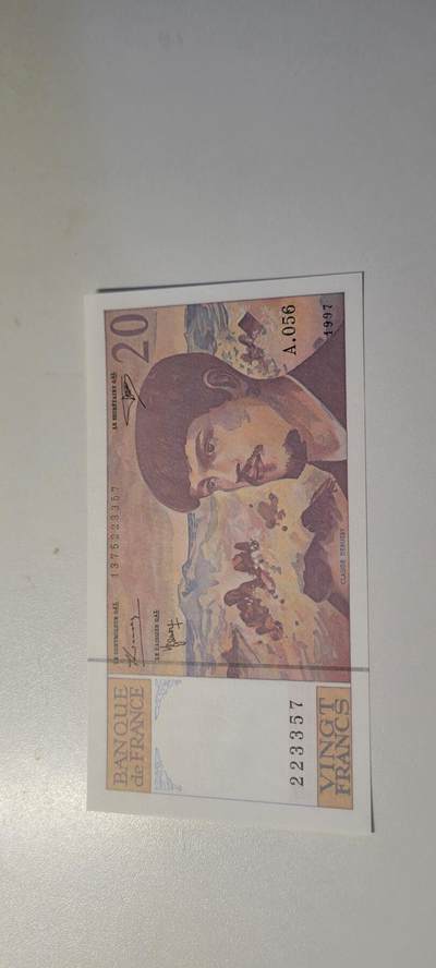 2025第三期纸币均有打光 法国20法郎纸币 1997年版 