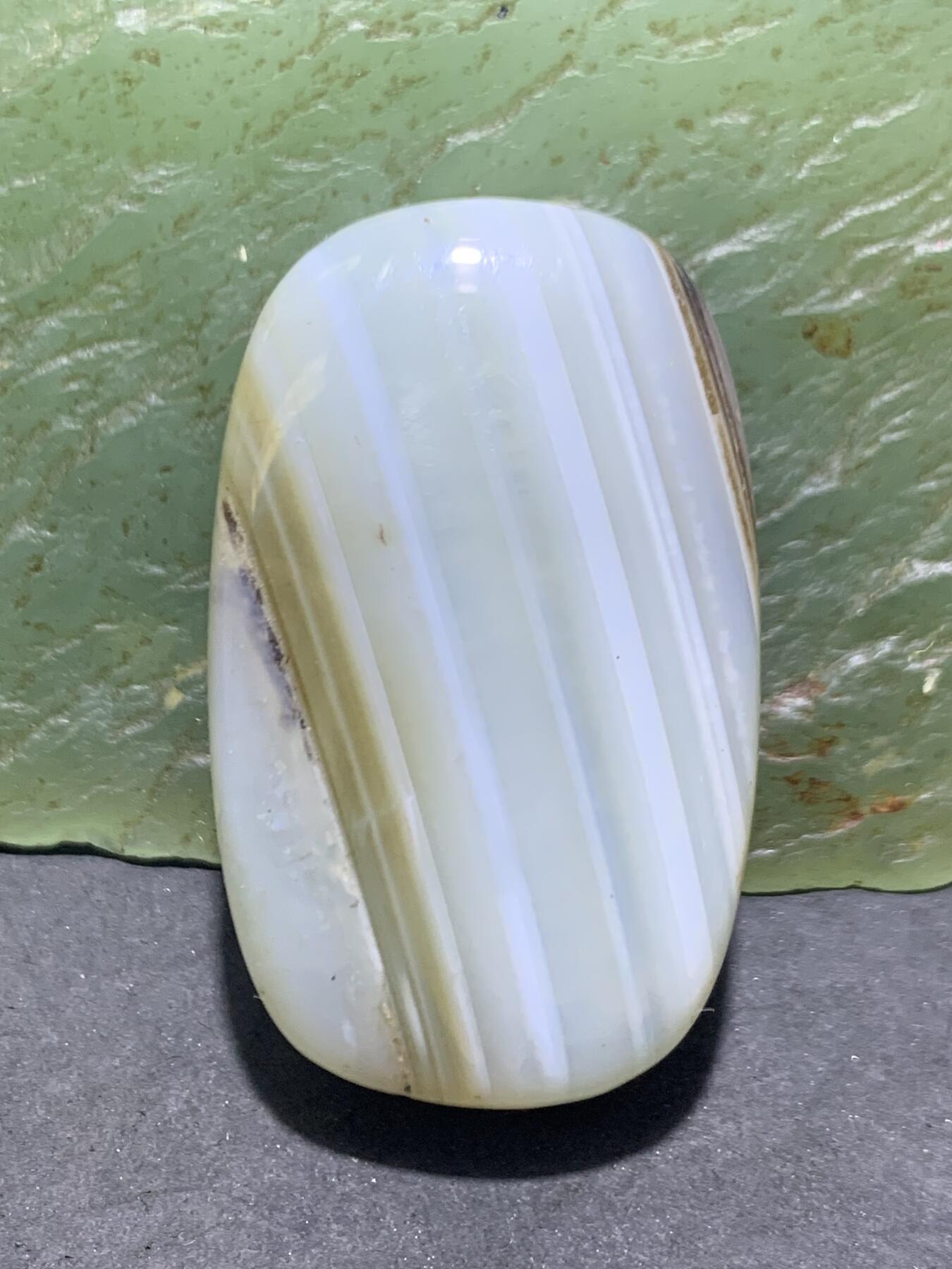 精美高玉化天眼千层纹缠丝玛瑙板珠(背云)一颗，