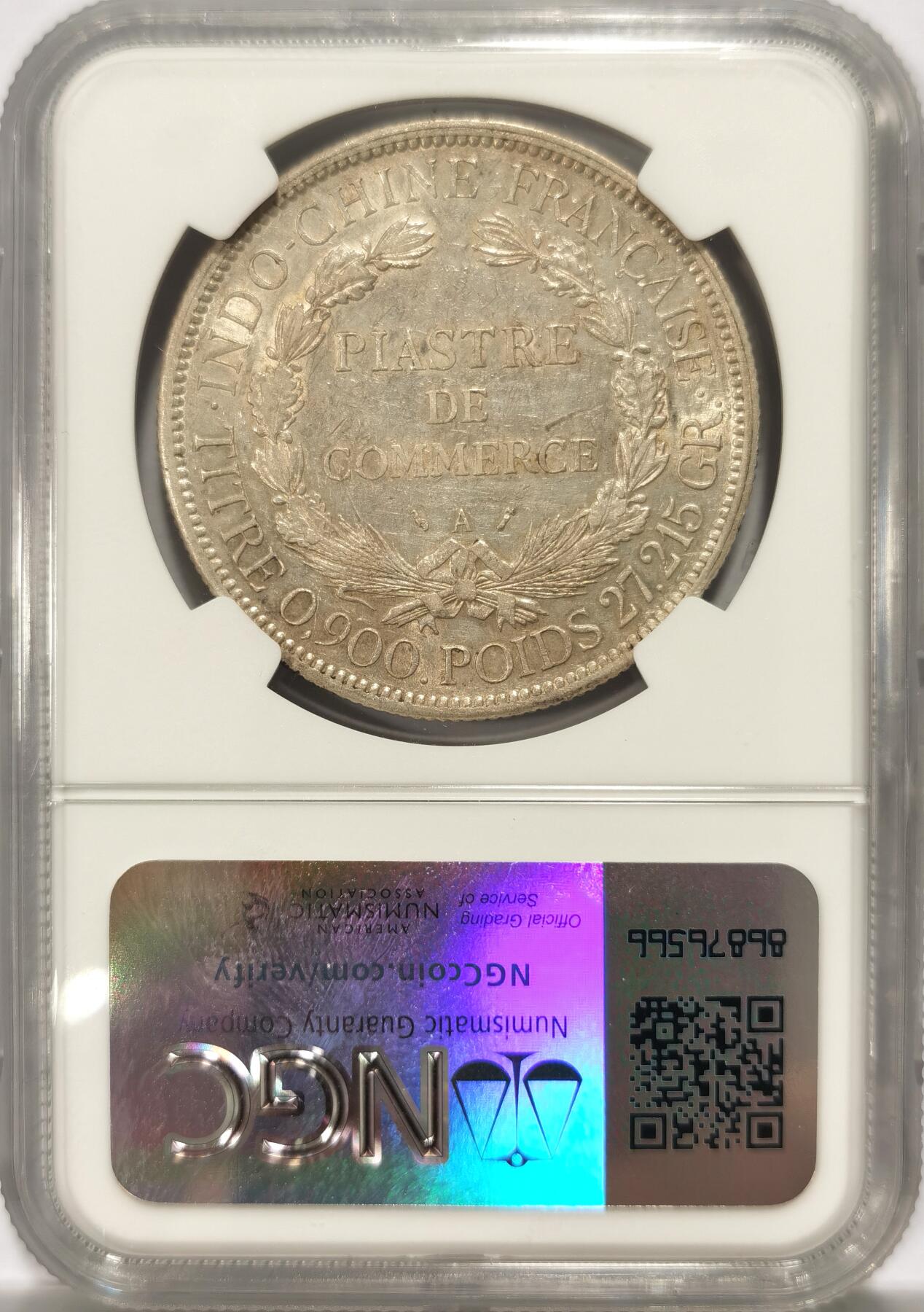 博洋堂世界钱币拍卖第109期（全场包邮） NGC AU53 法属印支1895年加重版坐洋大银币