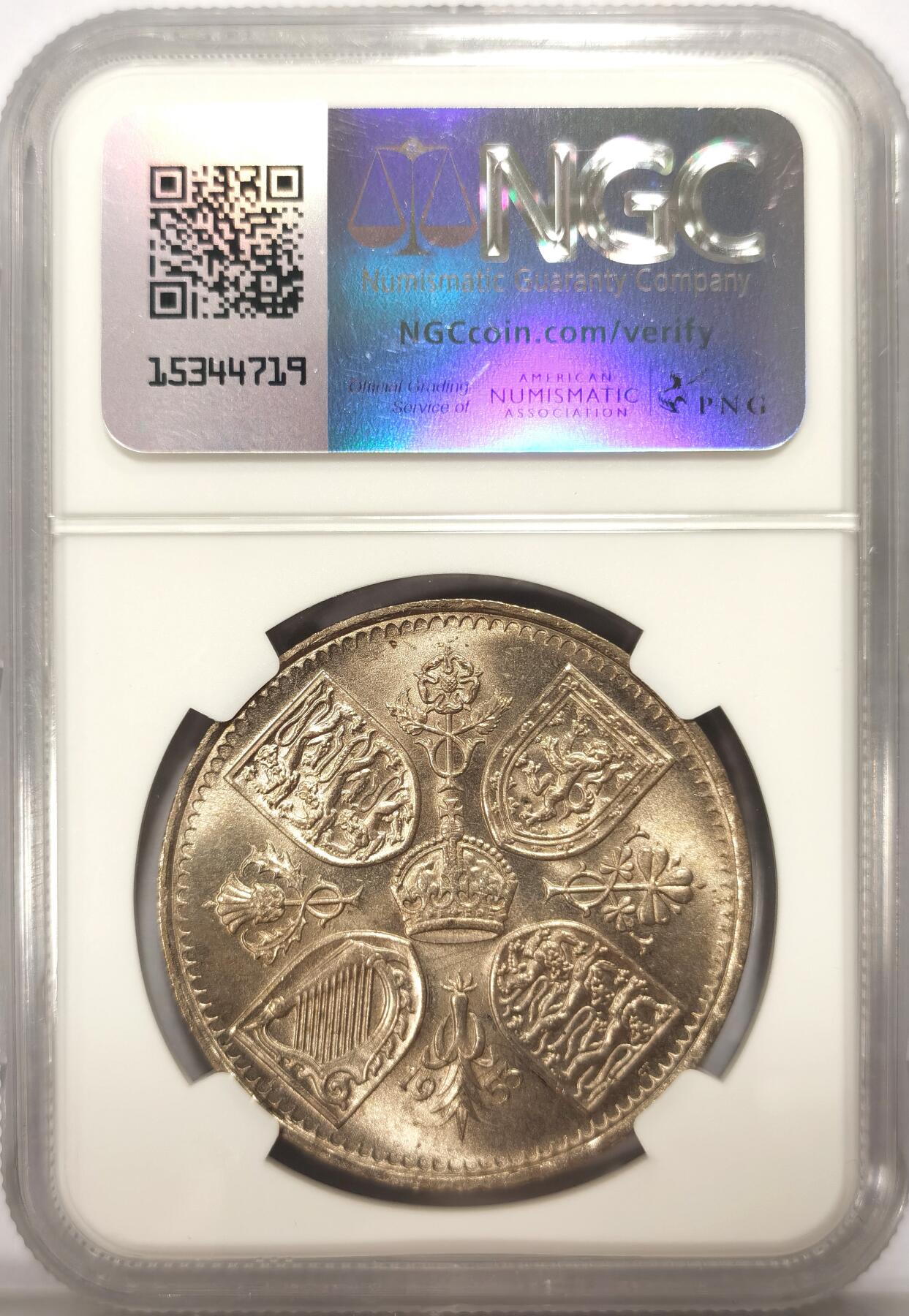 博洋堂世界钱币拍卖第109期（全场包邮） NGC MS66 英国1953年伊丽莎白二世登基纪念克朗，少见高分